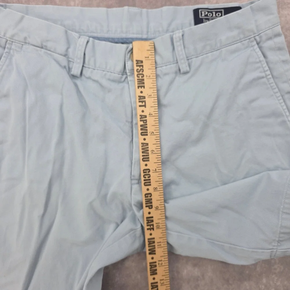 Polo Ralph Lauren Mens 32W Shorts Classic Fit 9 Inch Light Blue Cotton Twill